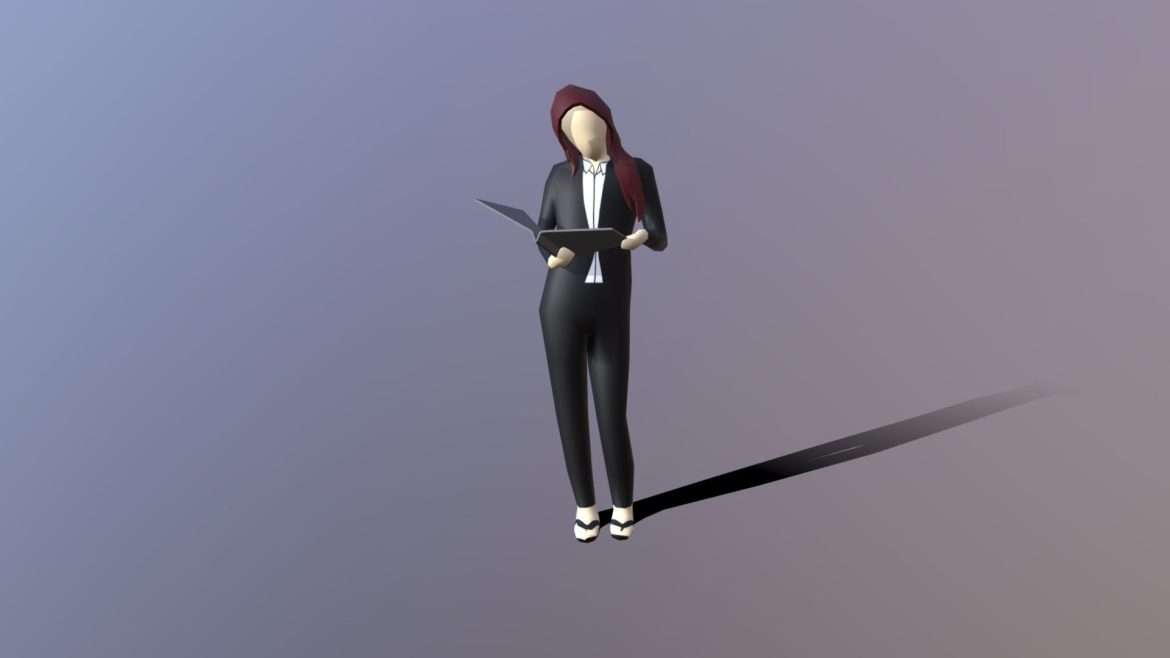 low poly business girl 003 3d model