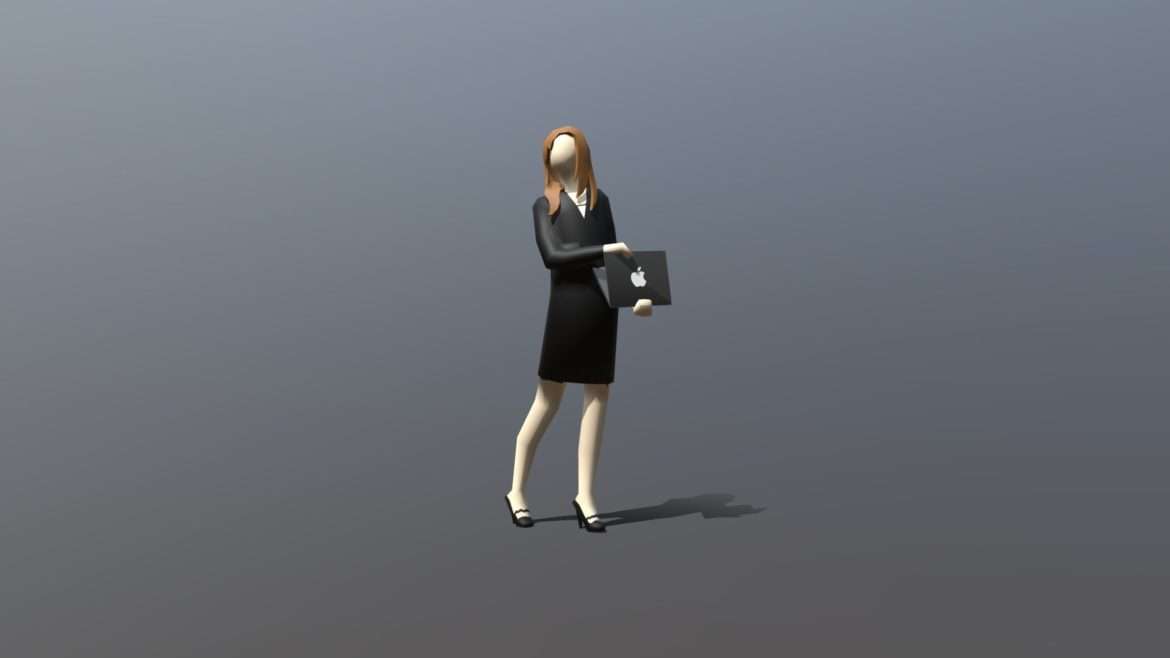 low poly business girl 005 3d model