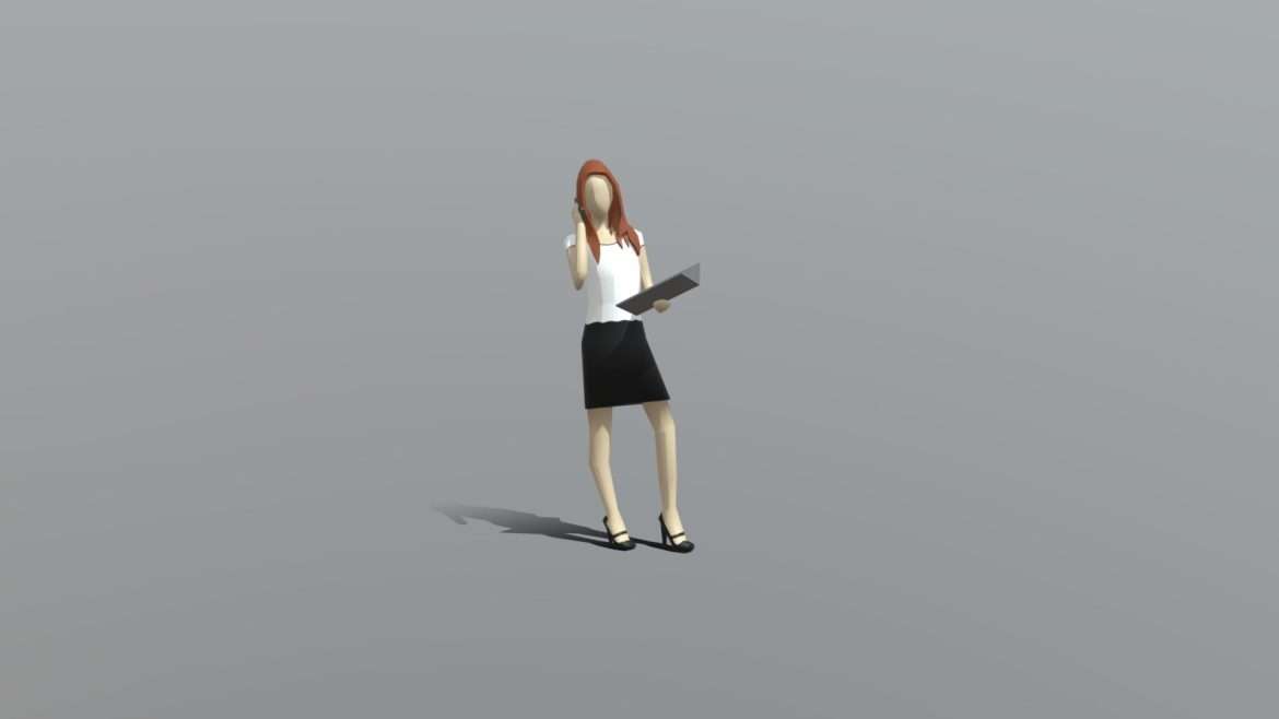 low poly business girl 006 3d model
