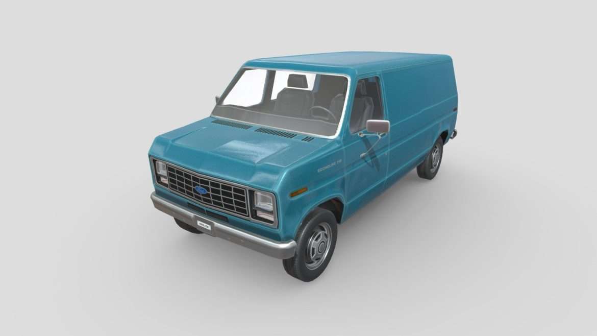 low poly car ford e series econoline 1986 3d model