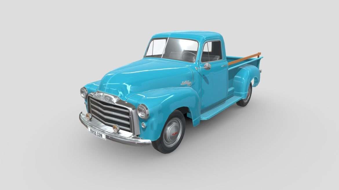 low poly car gmc 9300 pickup truck 1952 3d model