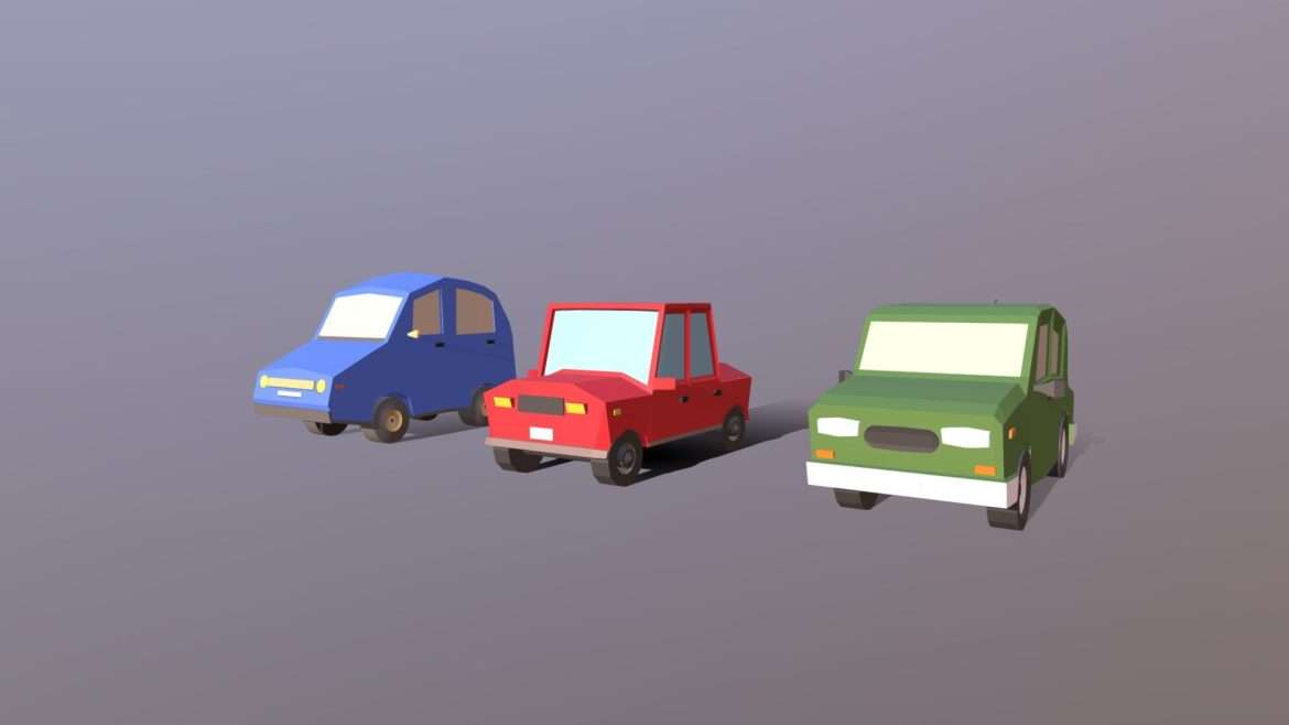 low poly cartoon city cars collection 3d model