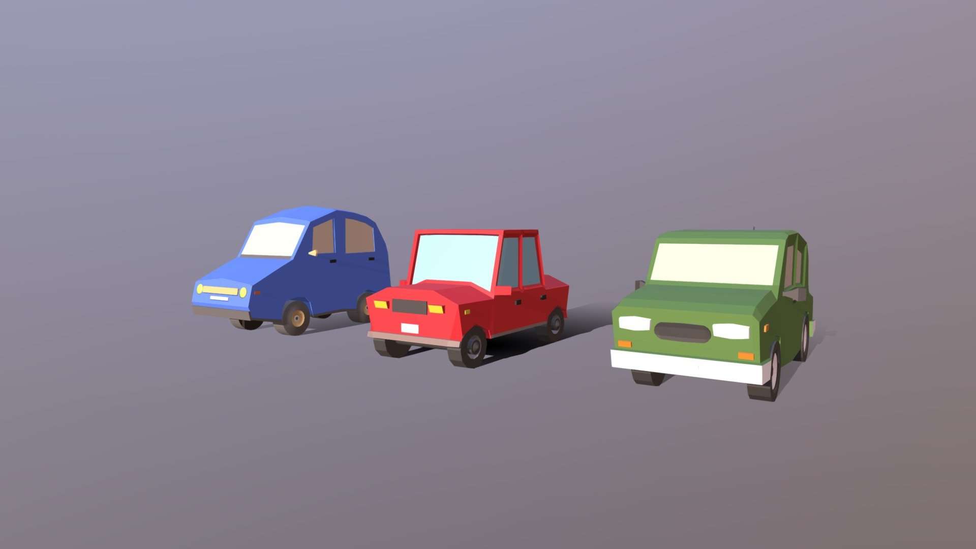Low Poly Cartoon City Cars Collection