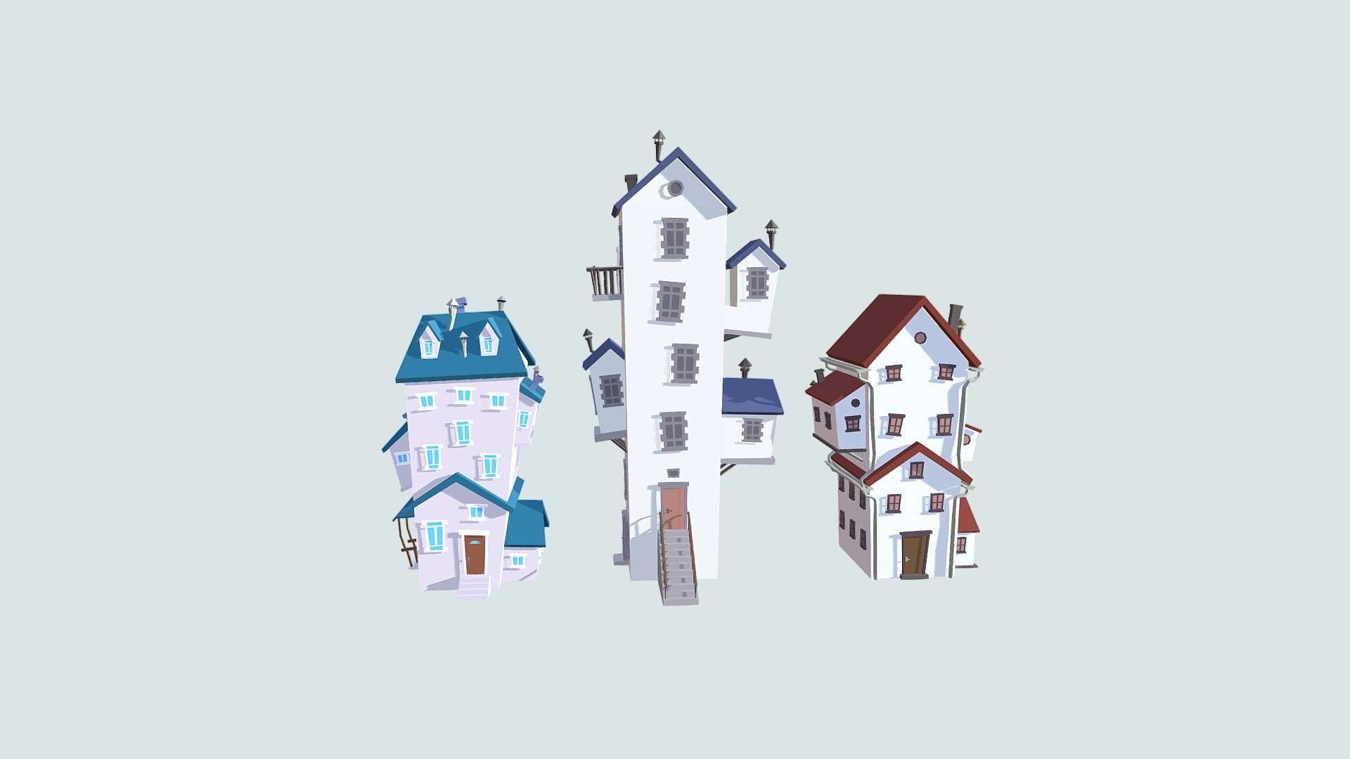 Low Poly Cartoon Houses Pack