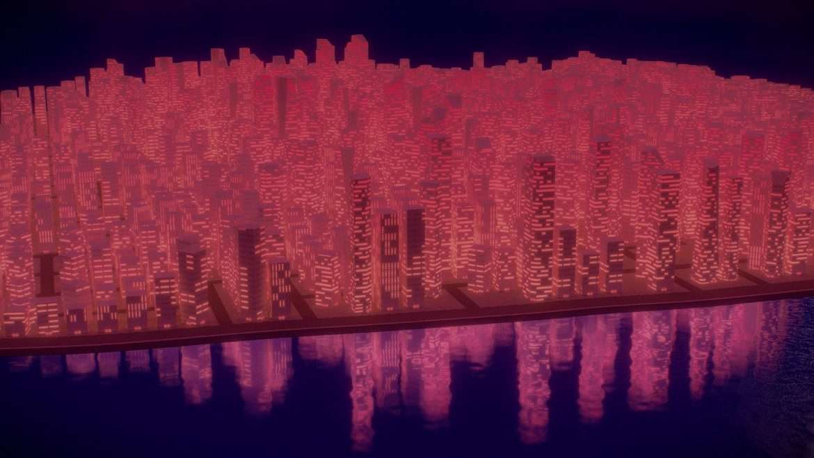 low poly coastline cityscape 3d model
