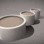 low poly concrete pipe flower pots 3d model