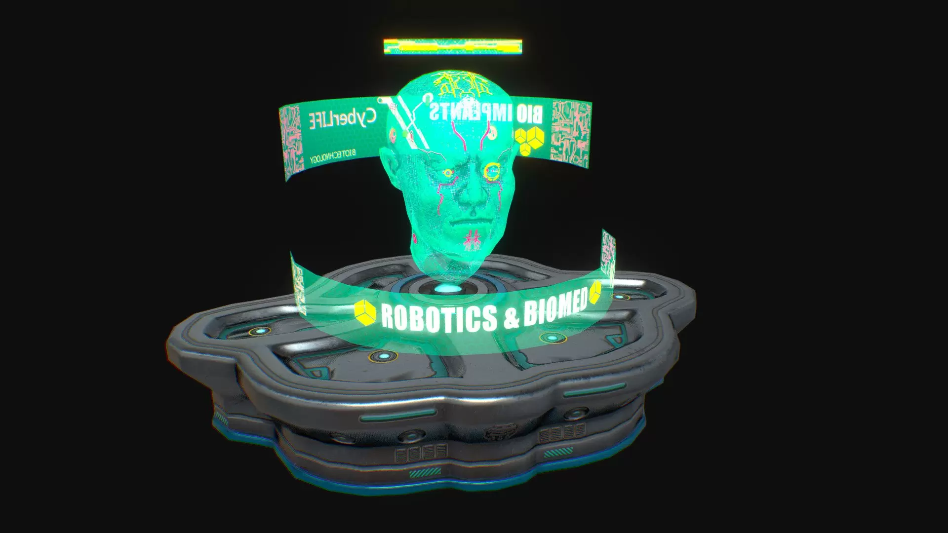 Low poly cyberpunk holographic head banner