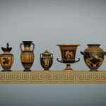 low poly grecian pots 3d model