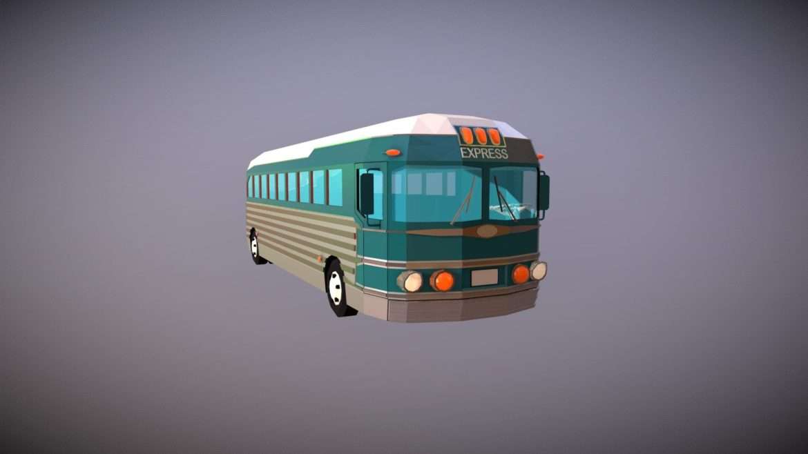 low poly intercity bus 3d model