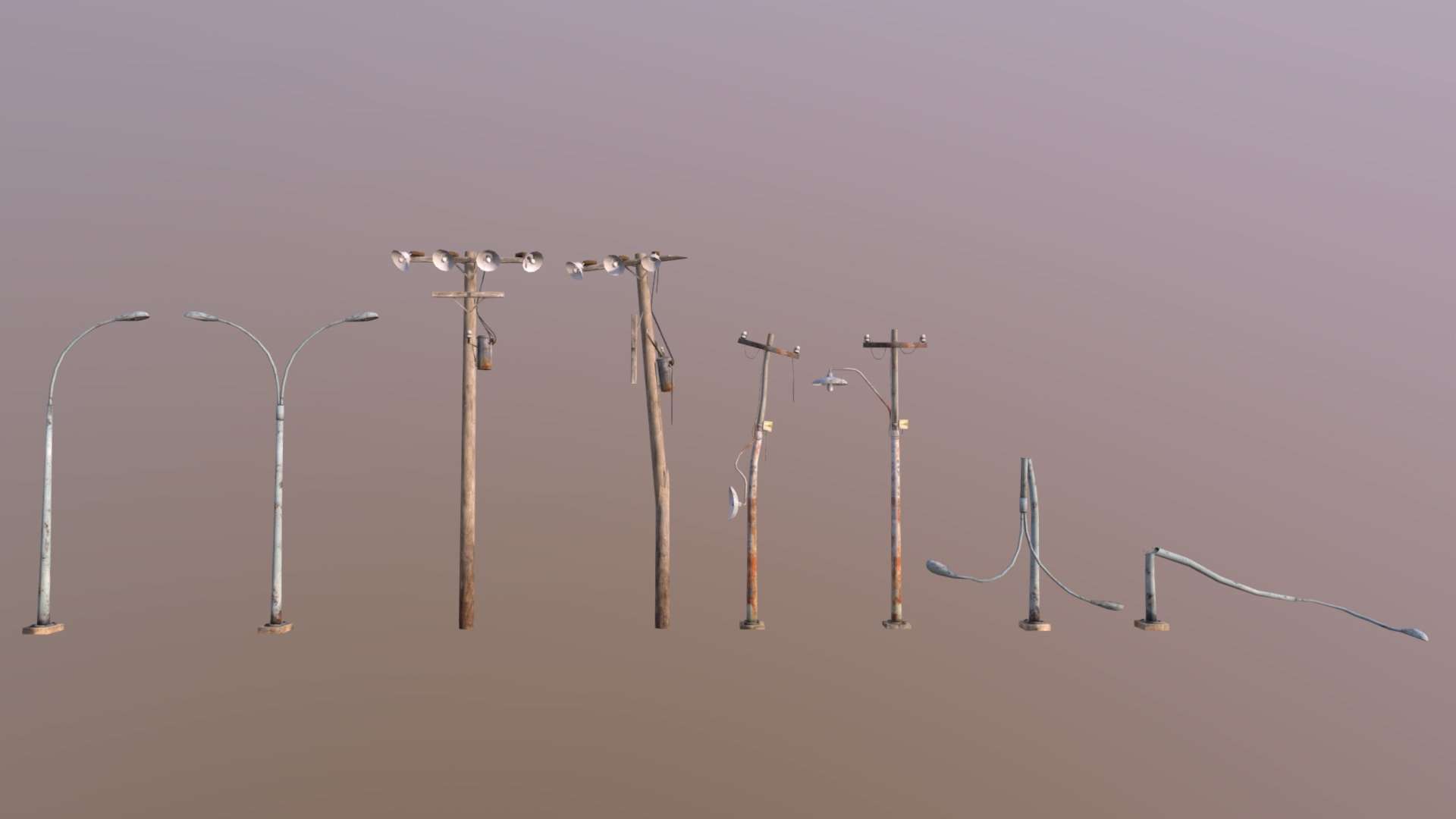 Low Poly Light Poles Pack