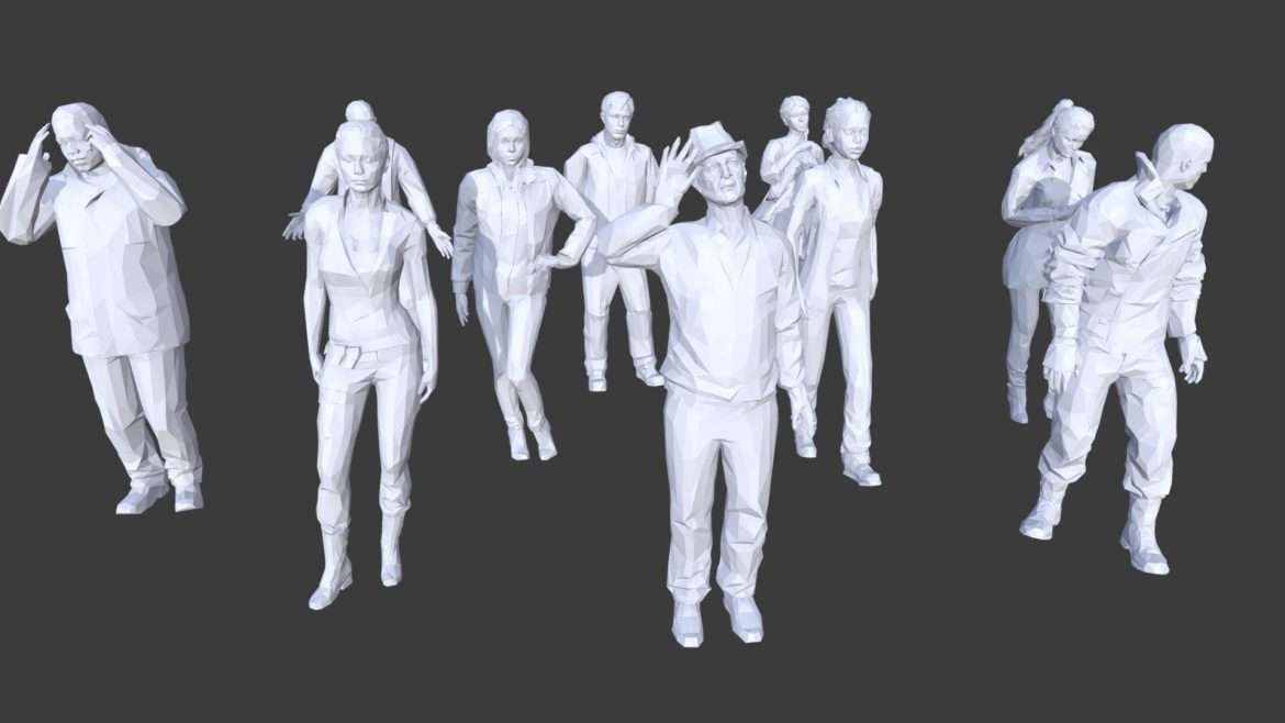 low poly people collection 10 3d model