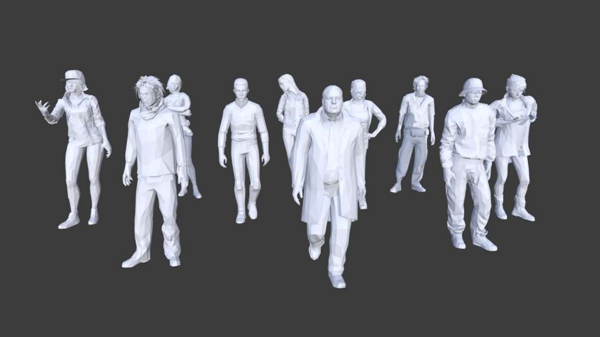 low poly people collection 12 3d model