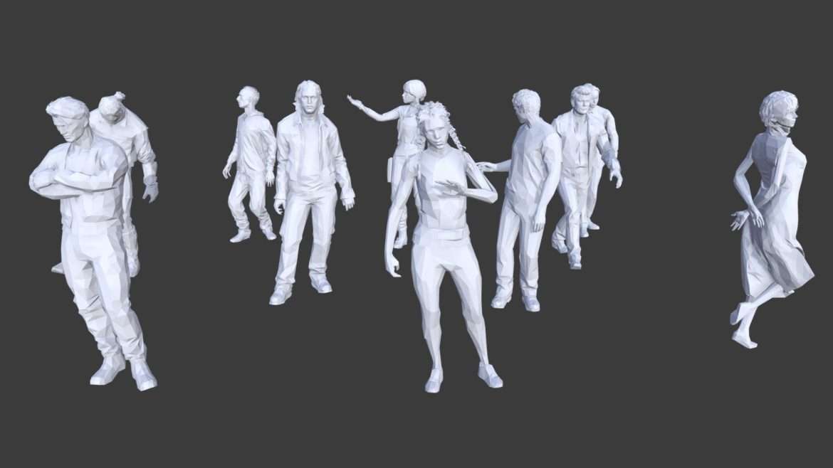 low poly people collection 13 3d model