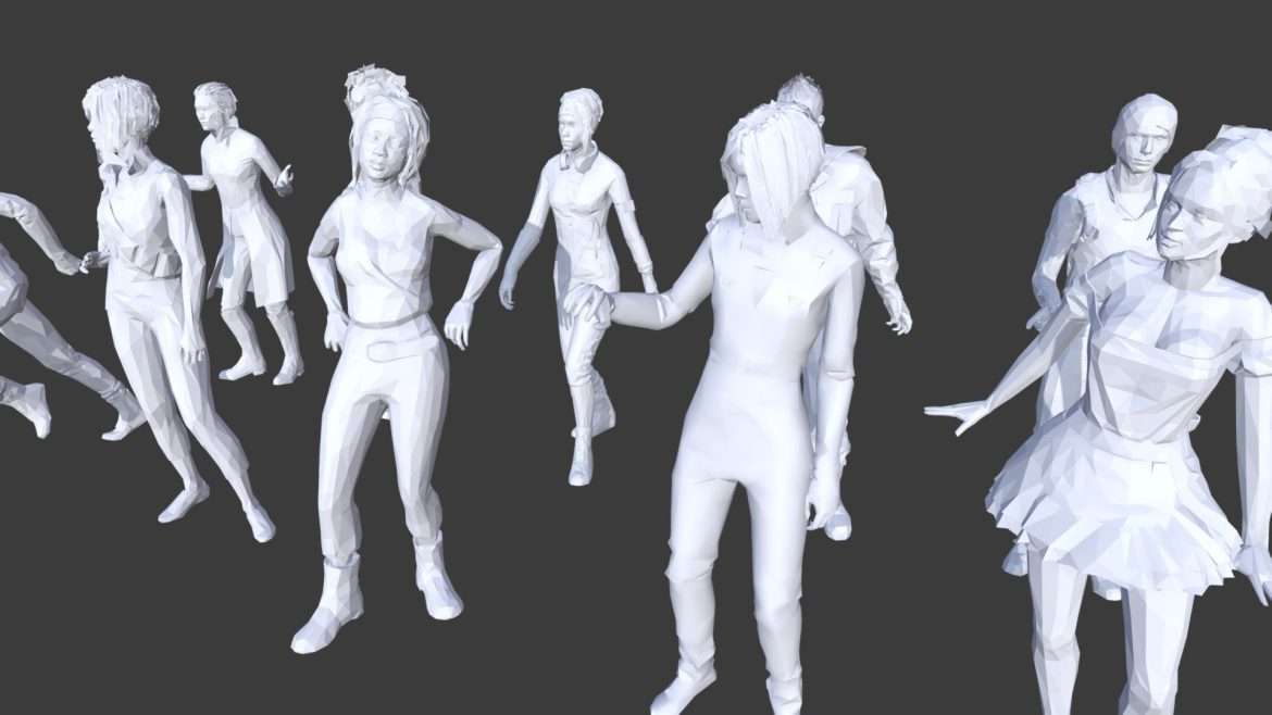low poly people collection 6 3d model