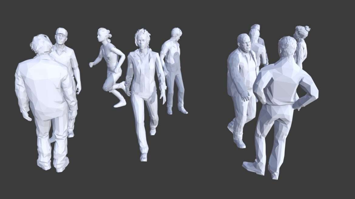 low poly people collection 8 3d model