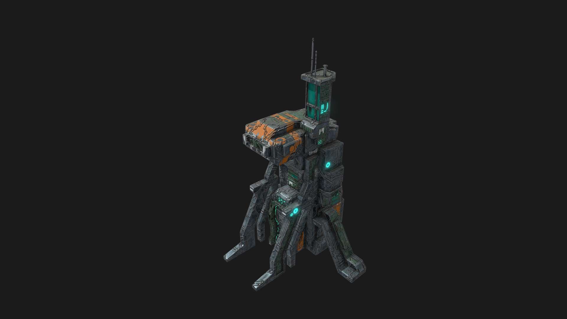 Low poly sci fi administrative building