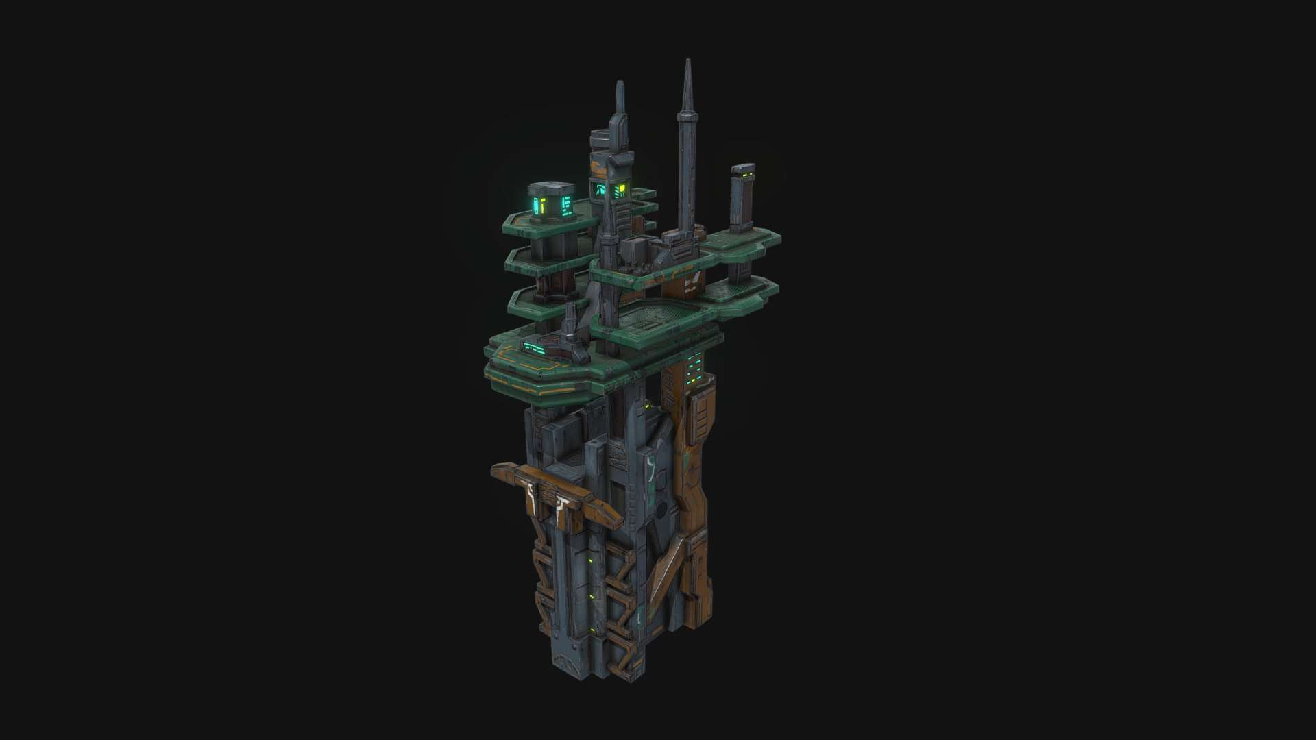 Low poly sci fi building block environment asset