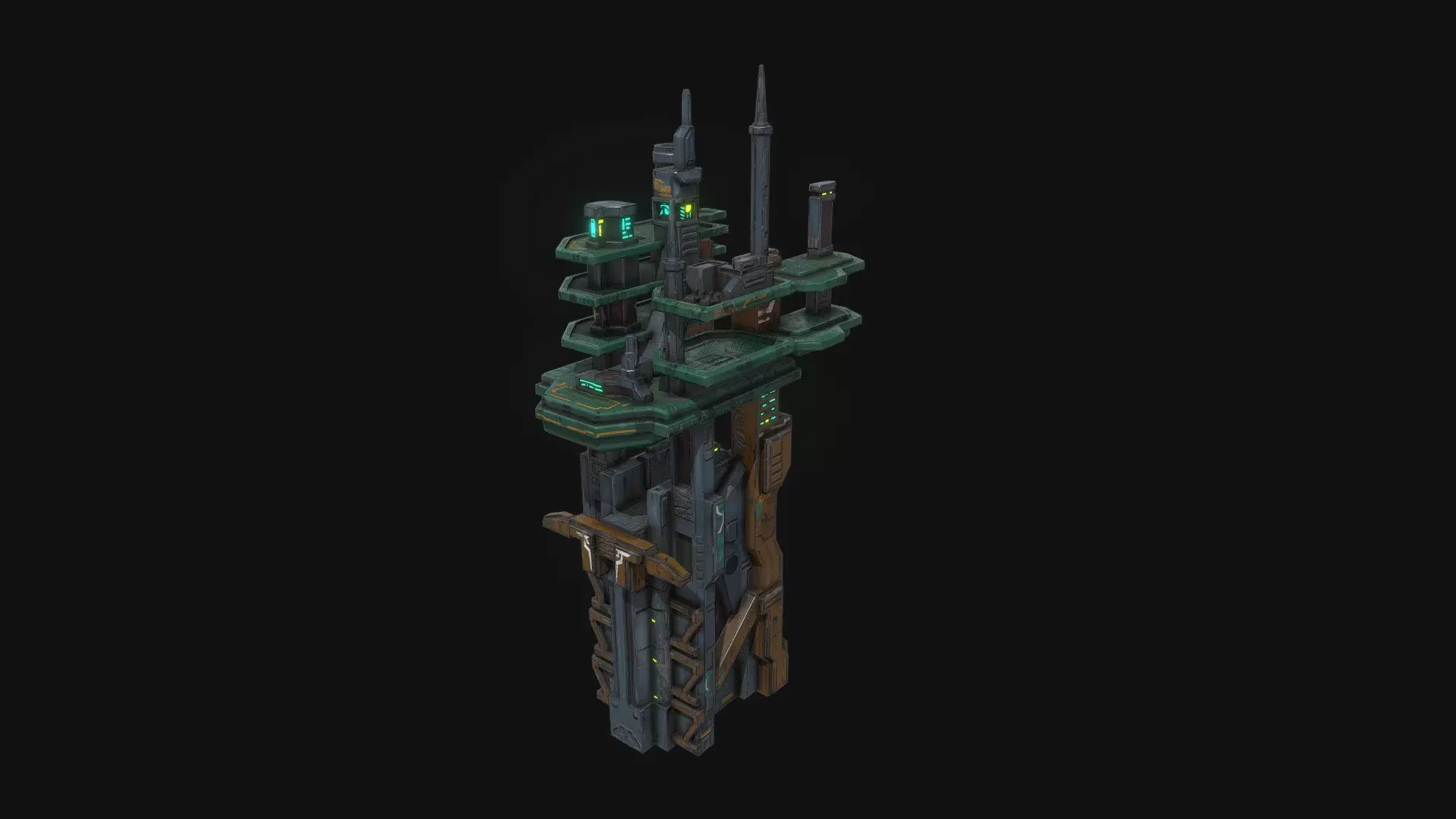 Low poly sci fi building block environment asset