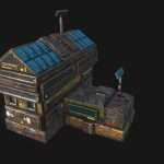 Low poly sci fi colonial outpost building