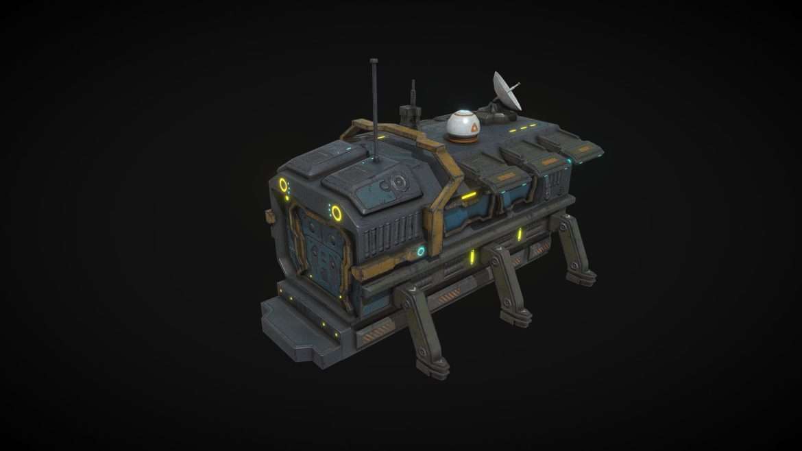 low poly sci fi living module building 3d model