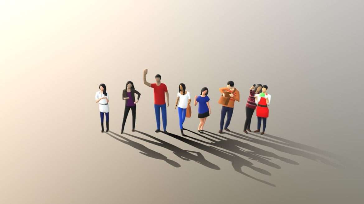 low poly urban people pack 3d model