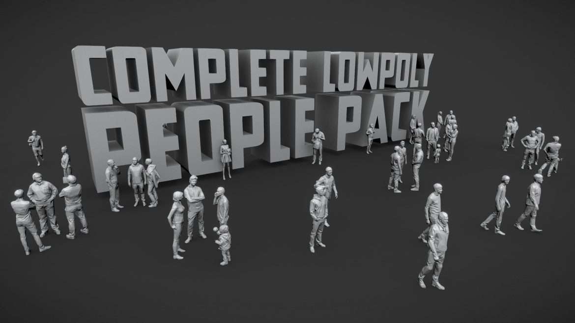 lowpoly people complete pack 3d model