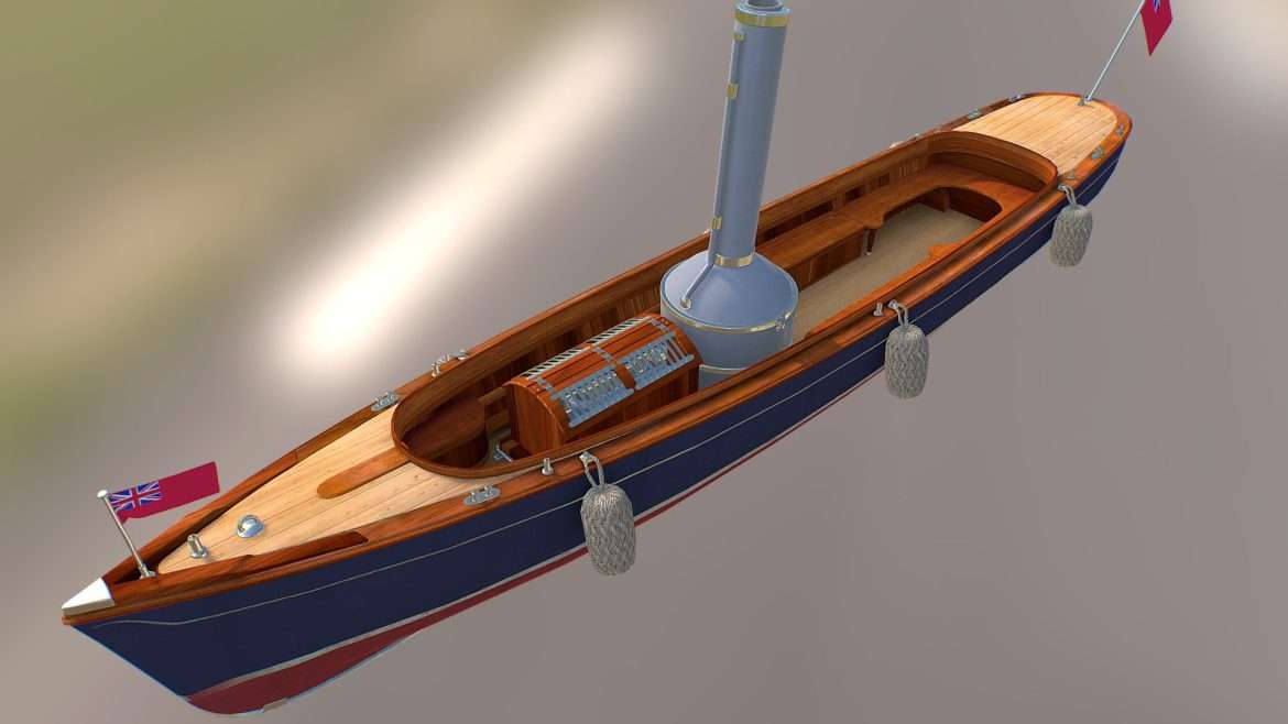 lowpoly steam boat 3d model