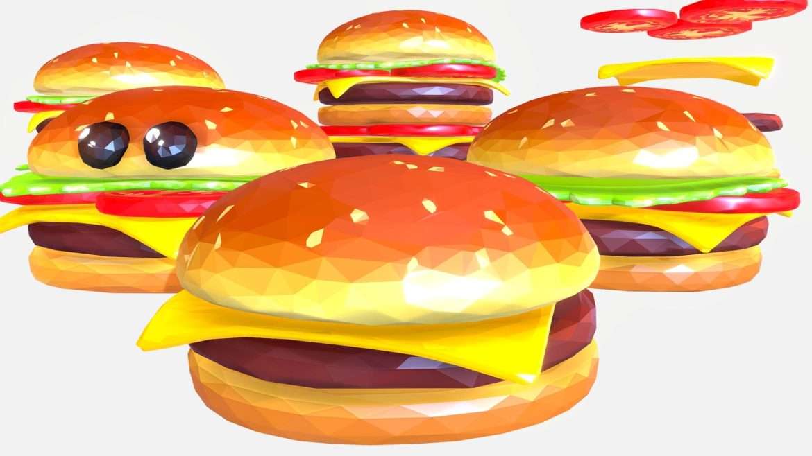 lowpolyart burger cheeseburger constructor 3d model
