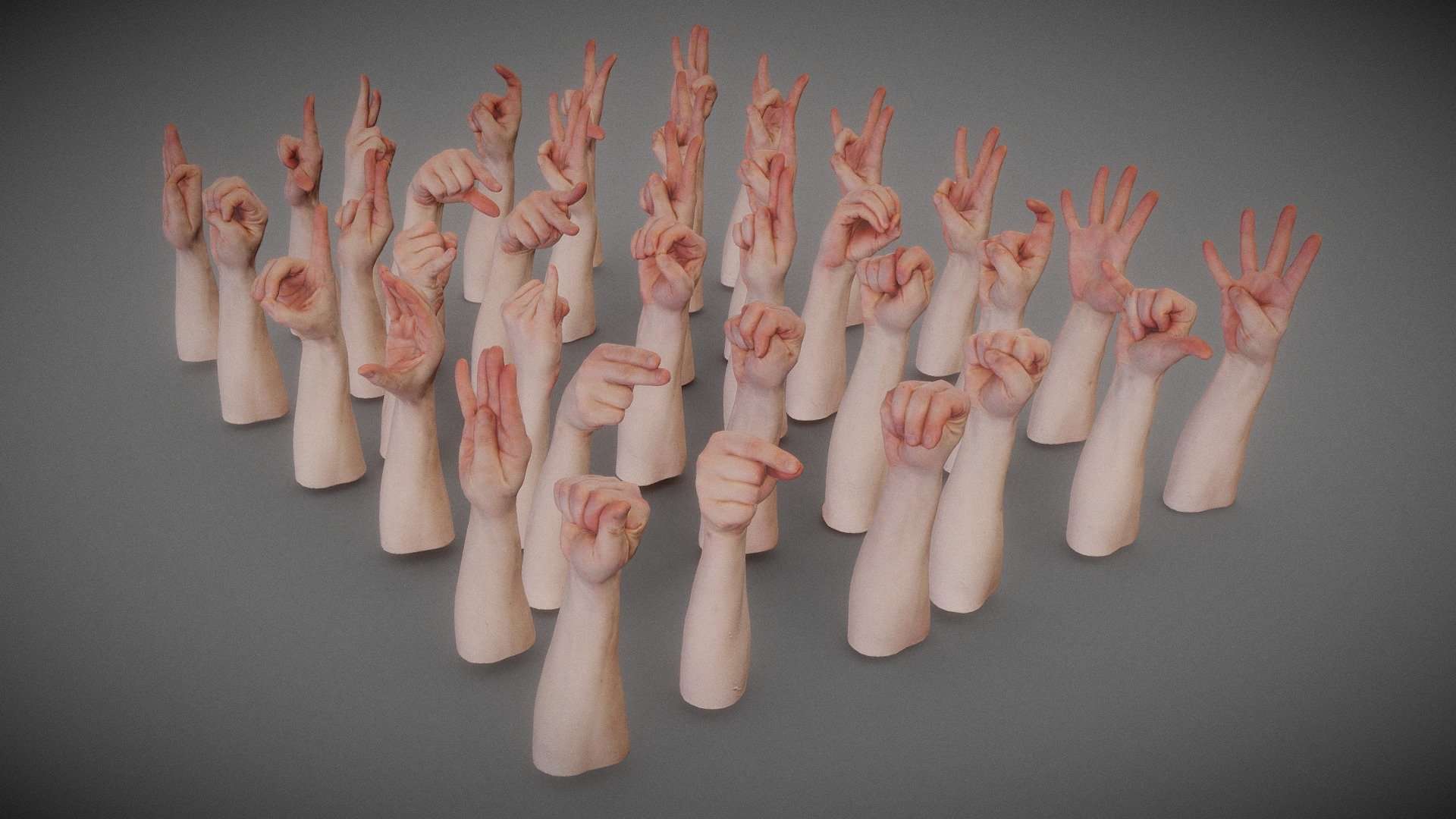 Male Hands Alphabet Numbers