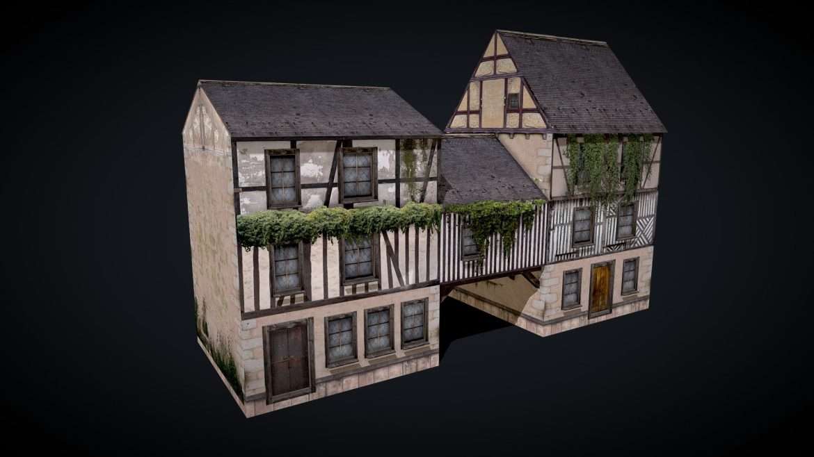 medieval city house low poly 3d model