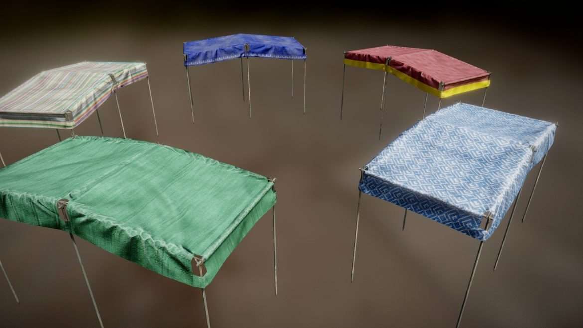 merchant stall awnings 3d model