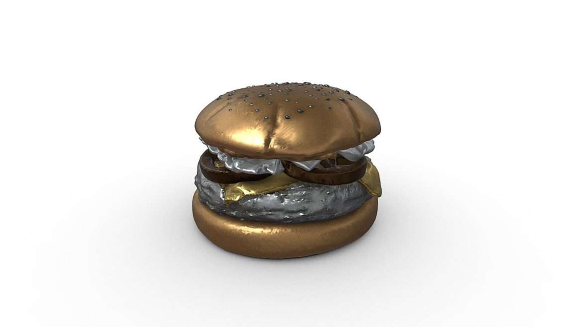metallic gold and silver burger 3d model