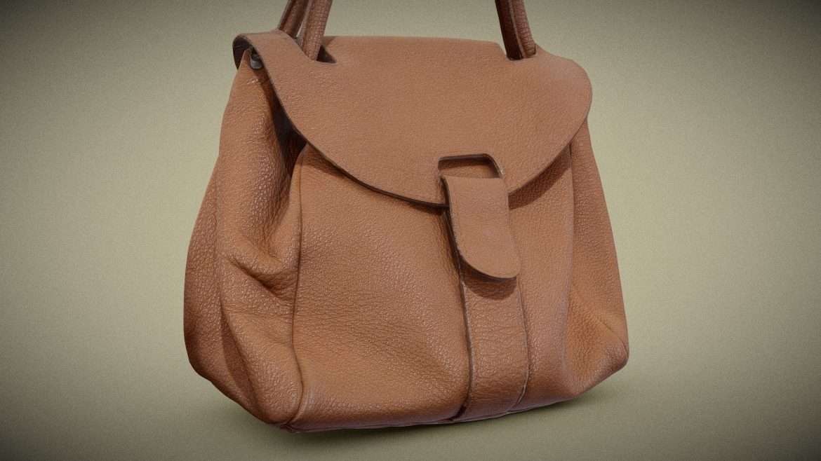 mini brown leather handbag 3d model