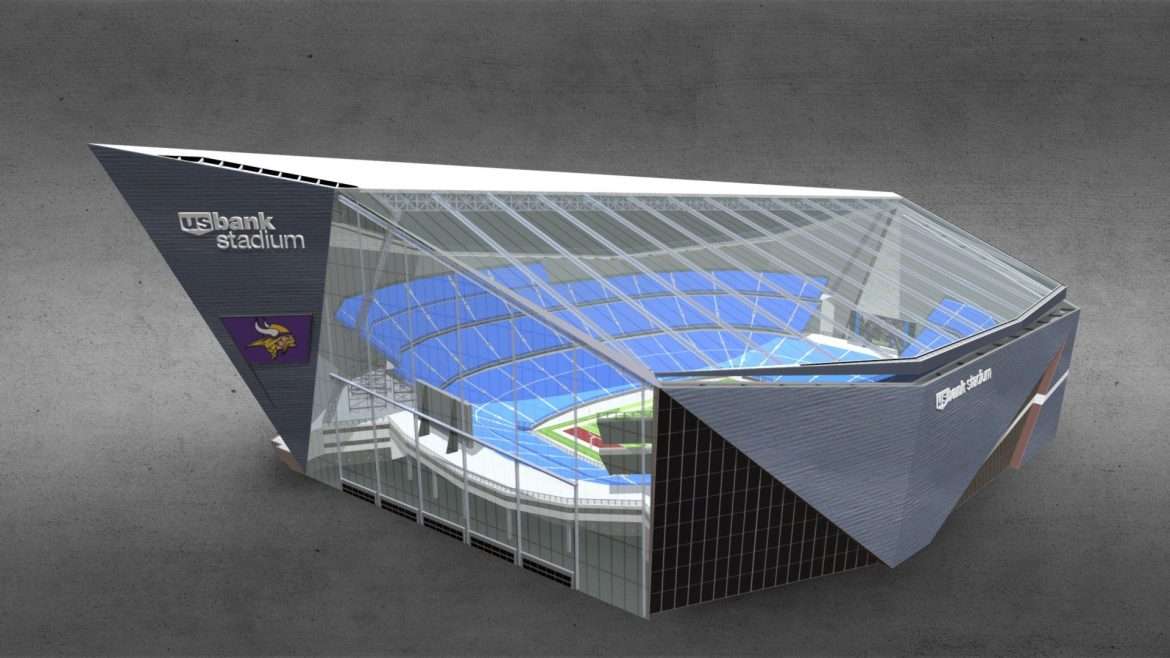 Us Bank Stadium 3d Model - US Bank Stadium 3D model, detailed architectural visualization of Minneapolis football stadium