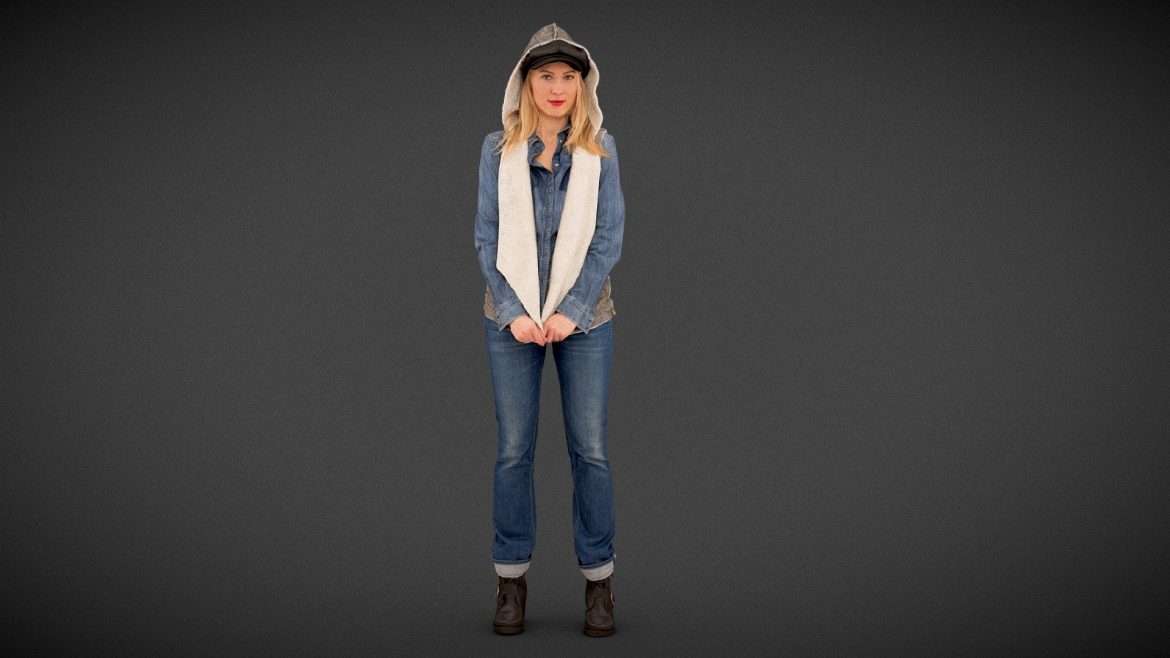 model in jeans outfit and hoodie 3d model