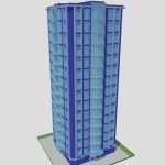 Modern blue-walled skyscraper in Minecraft.