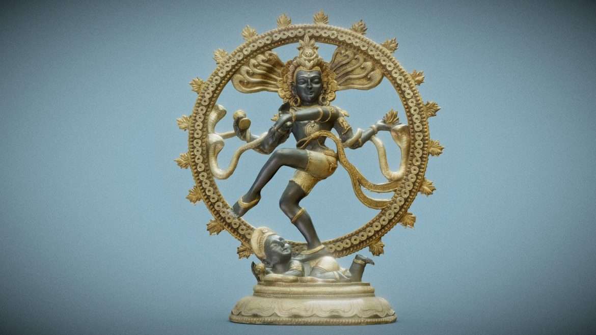 Antique Nataraja 3d Model - High-detail 3D scan of an antique bronze Nataraja statue depicting Lord Shiva's cosmic dance.