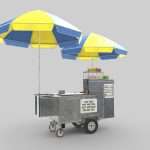 new york hot dog cart low poly pbr 3d model