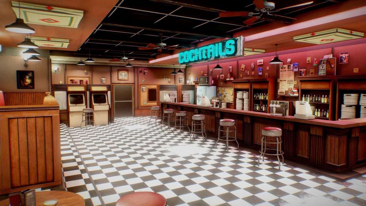 metaverse night bar baked vr ready 3d model