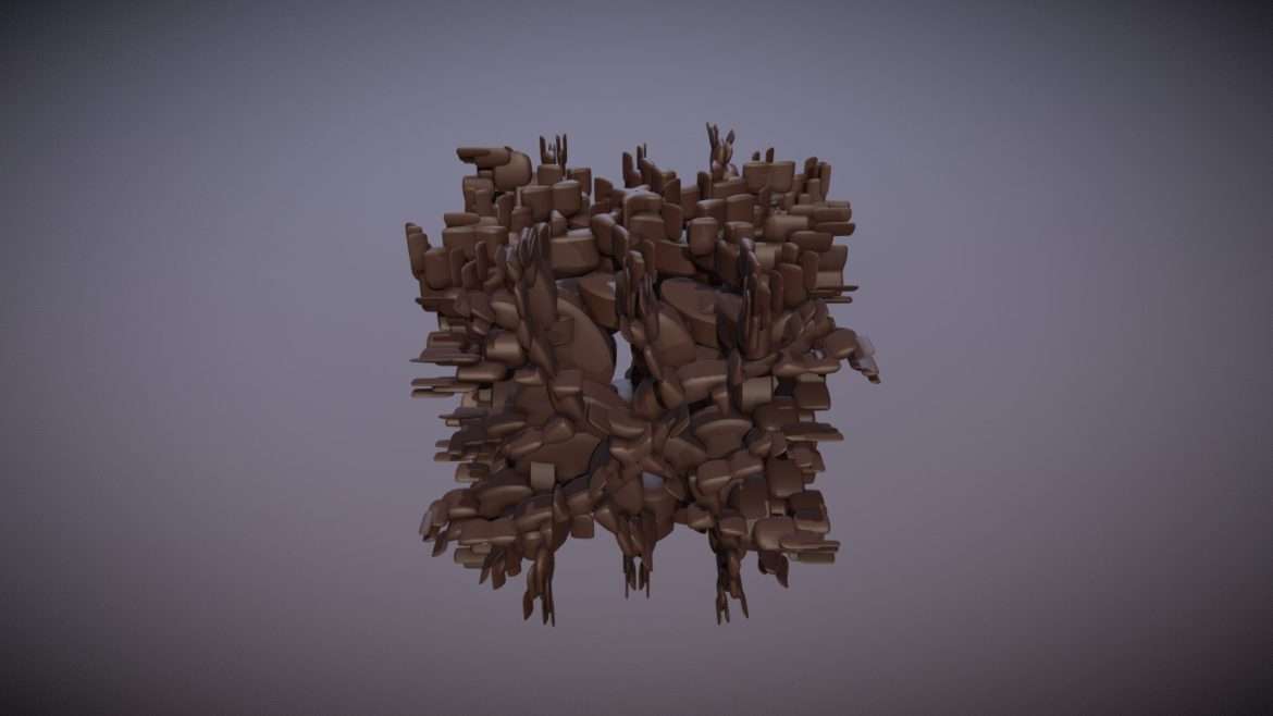 Offshoots Chocolate Dessert 3d Model - Intricate Offshoots chocolate dessert 3D model showcasing Julia fractal depth