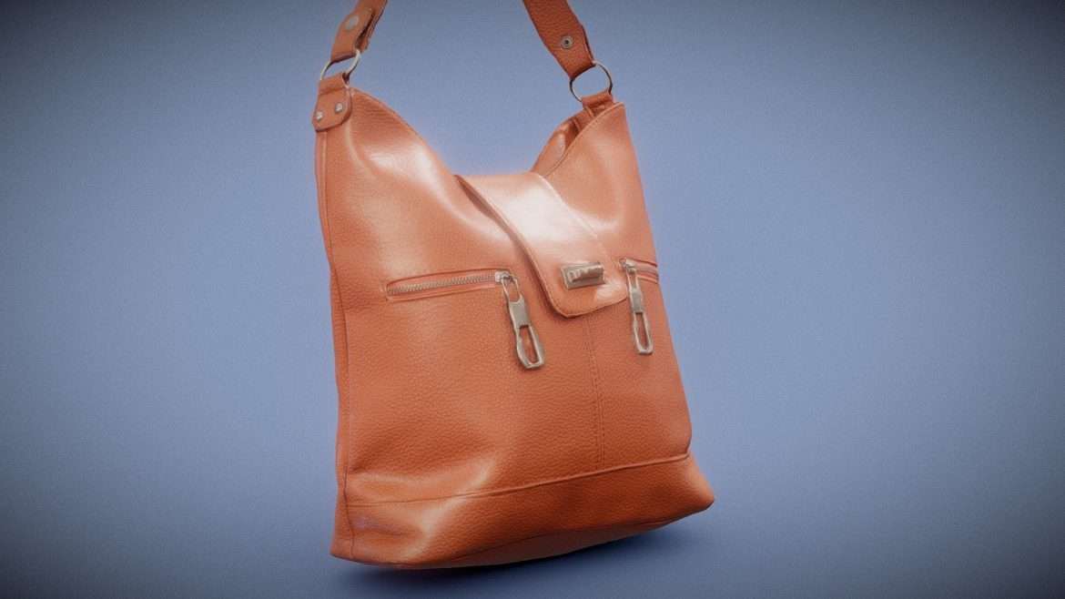 orange leather handbag 3d model