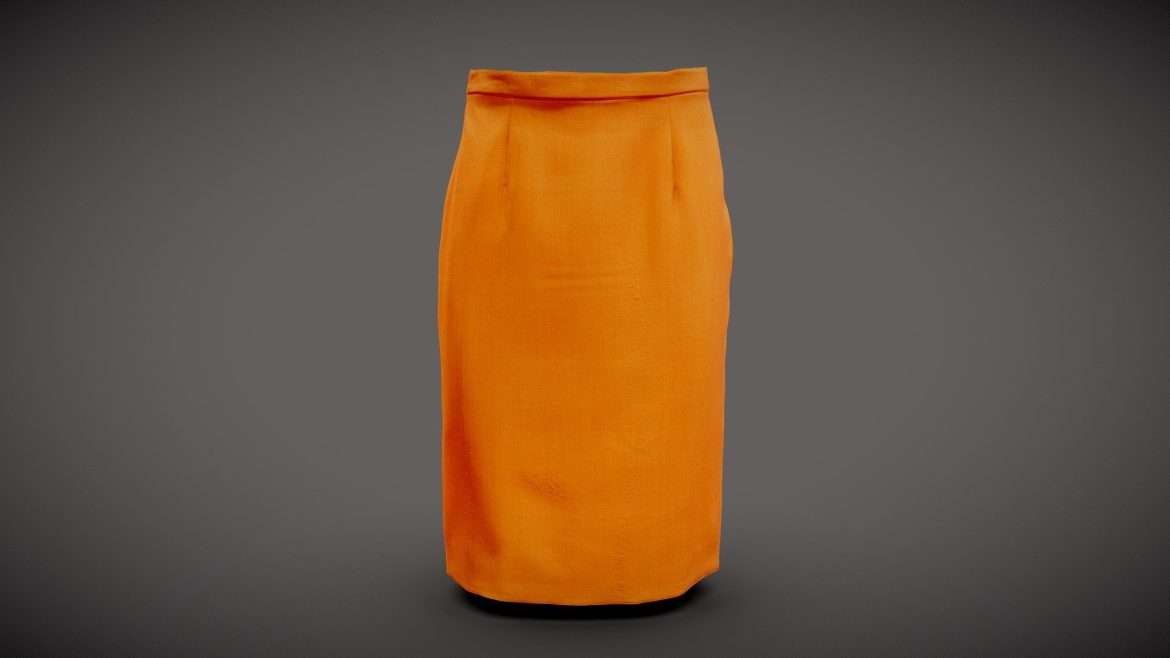 orange pencil skirt 3d model