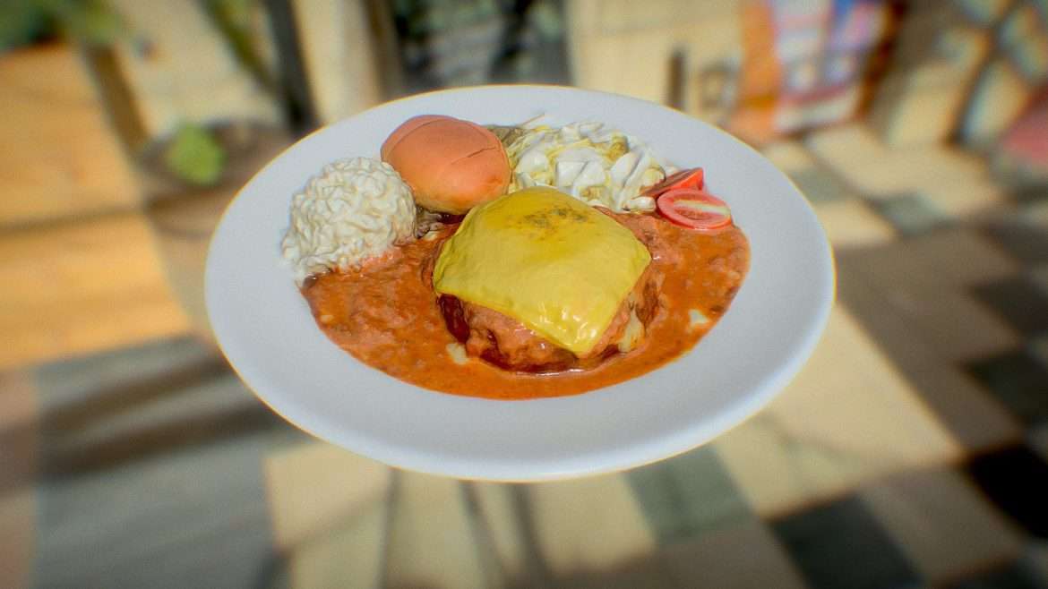 pbr cheese hamburg steak scanned 3d model