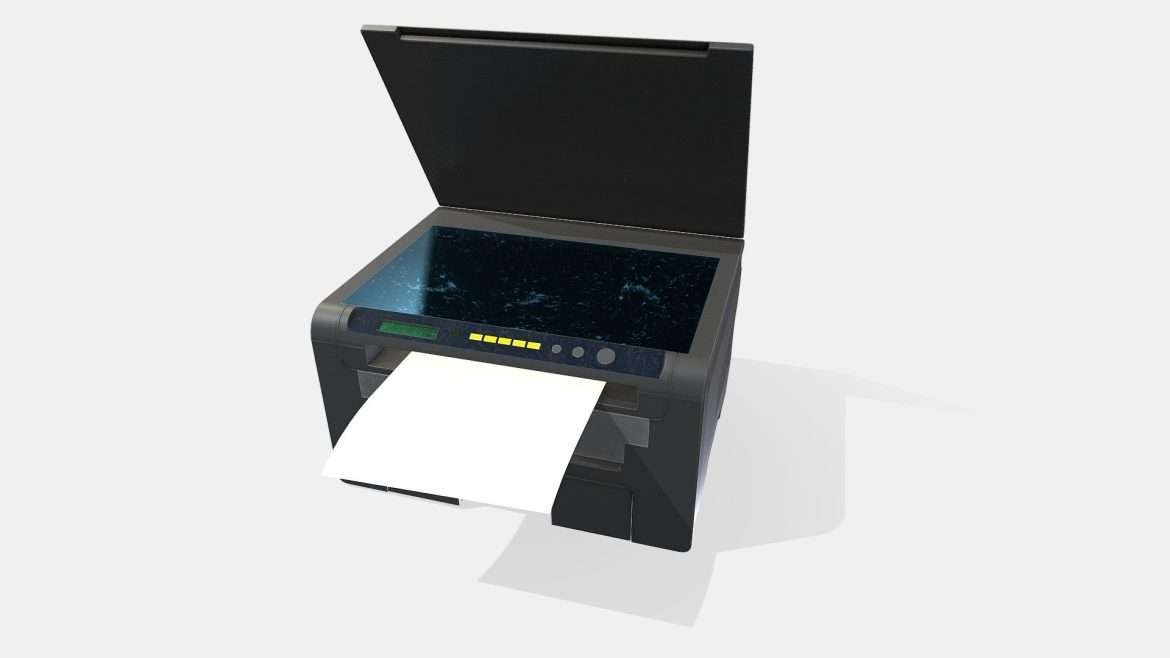 Office Printer 3d Model - Photorealistic office printer 3d model with detailed textures and clean geometry, perfect for architectural visualization and digital office scenes.