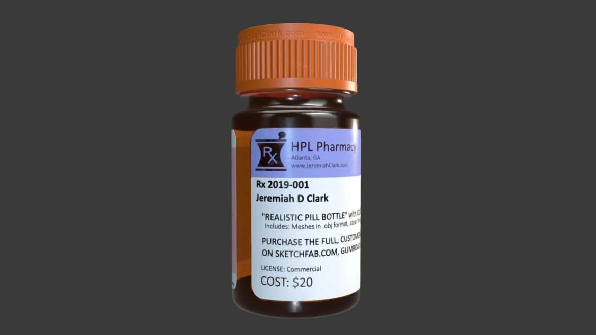 realistic prescription bottle 3d model