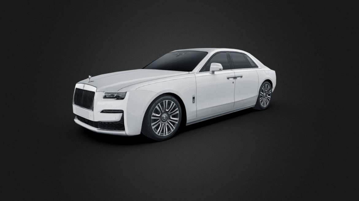 Rollsroyce Ghost 3d Model - 2021 Rolls-Royce Ghost 3D model with realistic textures, low-poly luxury car asset