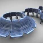 round bench 7 4 parts blue painted version 3d model