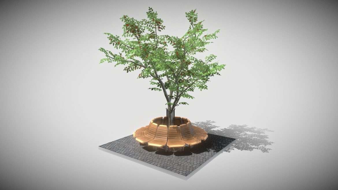 round bench with citytree rowan 3d model