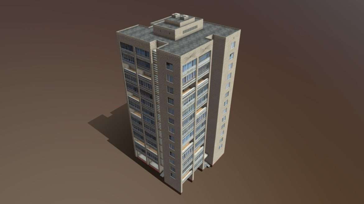 russian apartment brick building 3d model
