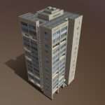 russian apartment brick building 3d model